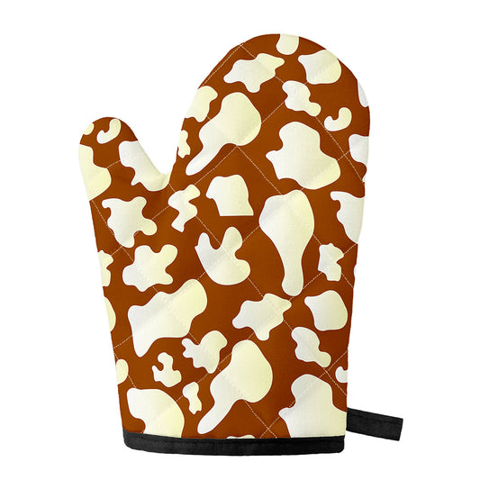 Chocolate And Milk Cow Print Single Oven Mitt