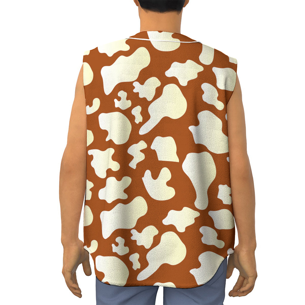 Chocolate And Milk Cow Print Sleeveless Baseball Jersey
