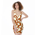 Chocolate And Milk Cow Print Sleeveless Bodycon Dress
