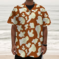 Chocolate And Milk Cow Print Textured Short Sleeve Shirt