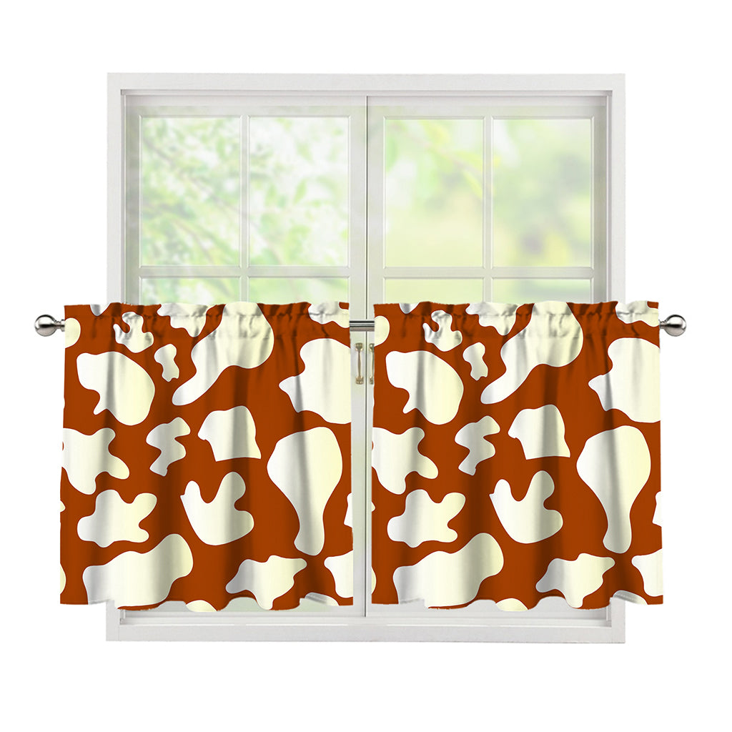 Chocolate And Milk Cow Print Tier Curtains