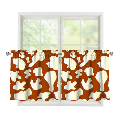 Chocolate And Milk Cow Print Tier Curtains