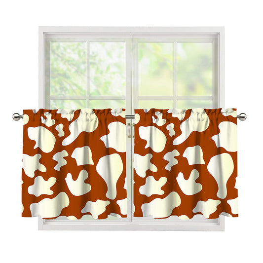 Chocolate And Milk Cow Print Tier Curtains