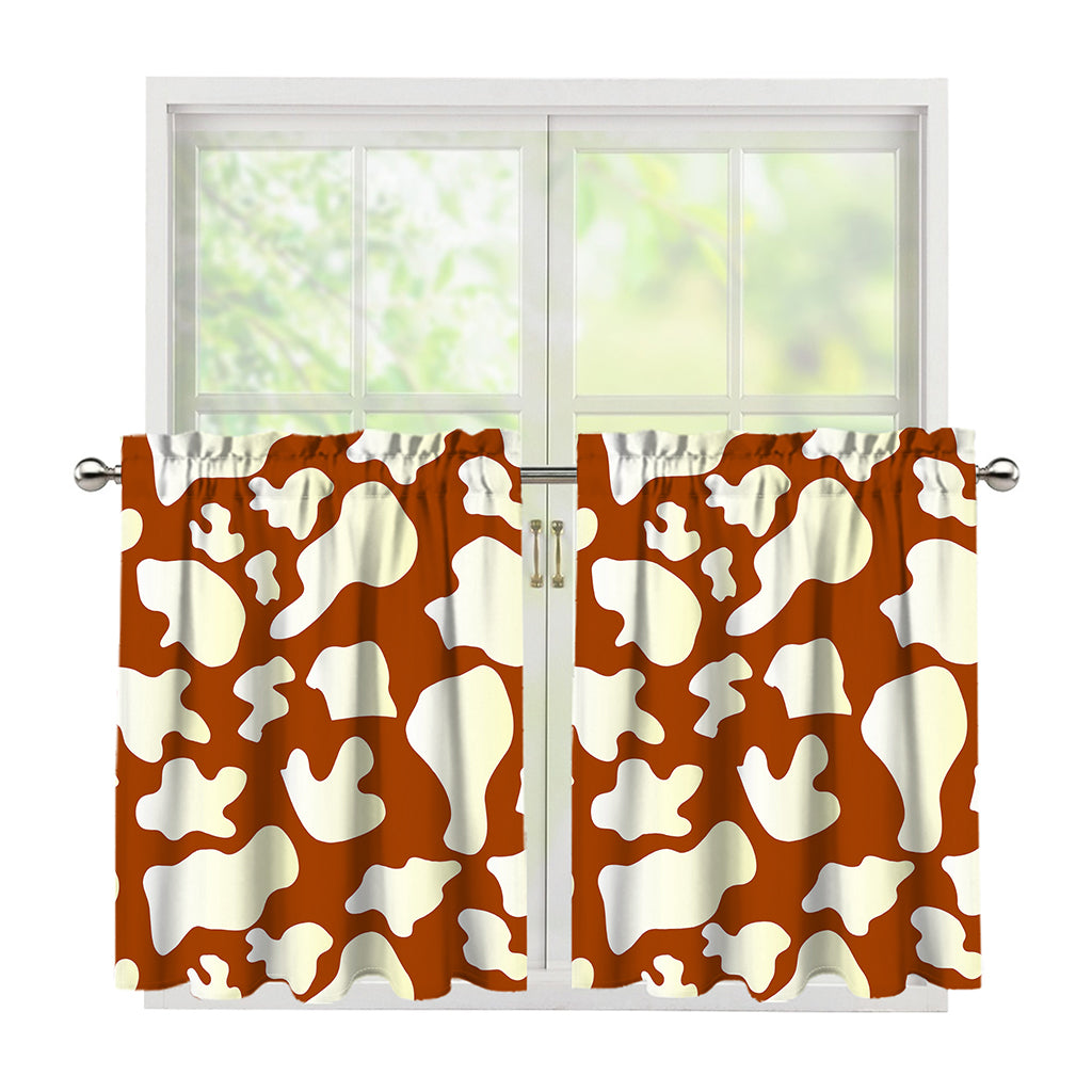Chocolate And Milk Cow Print Tier Curtains