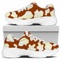 Chocolate And Milk Cow Print White Chunky Shoes