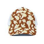 Chocolate And Milk Cow Print White Mesh Trucker Cap