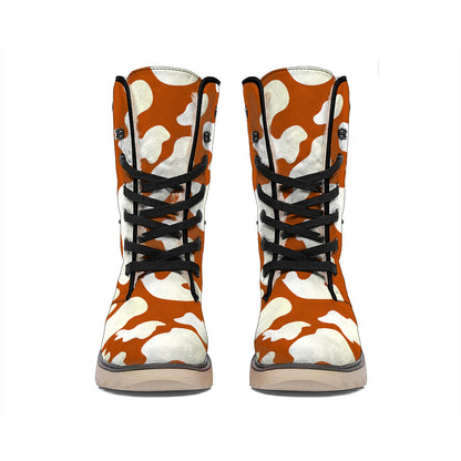 Chocolate And Milk Cow Print Winter Boots