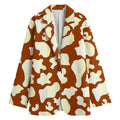 Chocolate And Milk Cow Print Women's Cotton Blazer