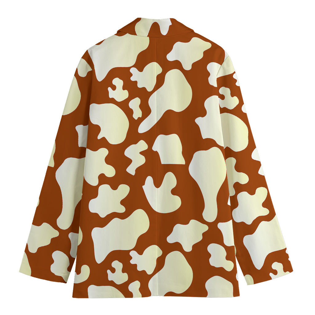 Chocolate And Milk Cow Print Women's Cotton Blazer