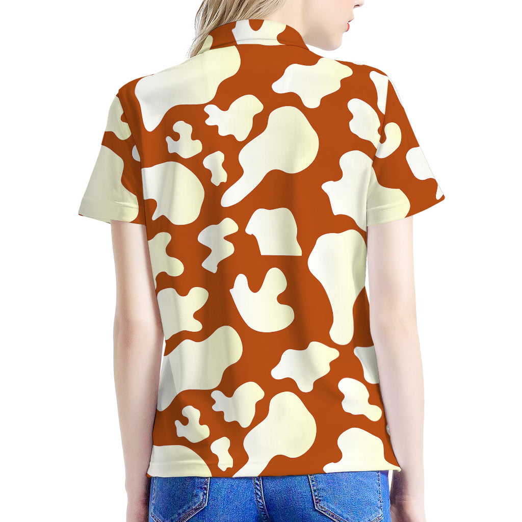 Chocolate And Milk Cow Print Women's Polo Shirt