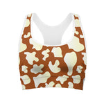 Chocolate And Milk Cow Print Women's Sports Bra