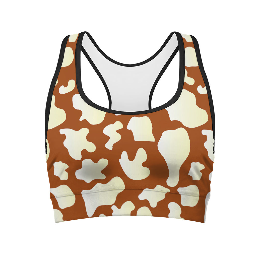 Chocolate And Milk Cow Print Women's Sports Bra