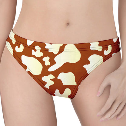 Chocolate And Milk Cow Print Women's Thong