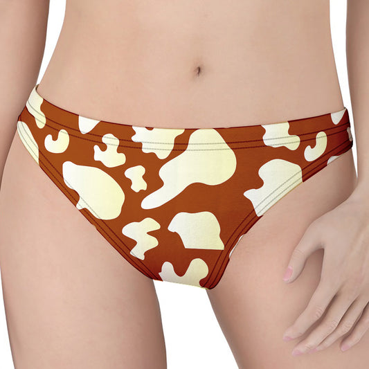 Chocolate And Milk Cow Print Women's Thong