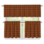 Chocolate Bar Pattern Print 3 Piece Kitchen Curtains