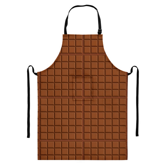 Chocolate Bar Pattern Print Bib Apron With Pocket