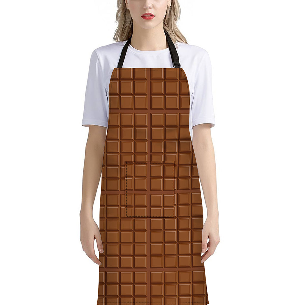 Chocolate Bar Pattern Print Bib Apron With Pocket