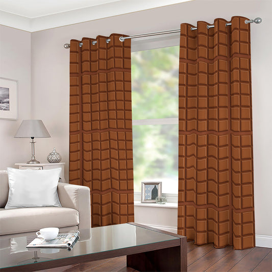 Chocolate Bar Pattern Print Blackout Grommet Curtains