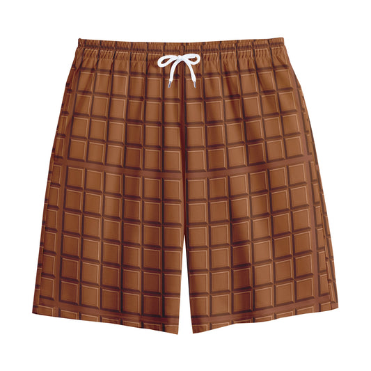 Chocolate Bar Pattern Print Cotton Shorts
