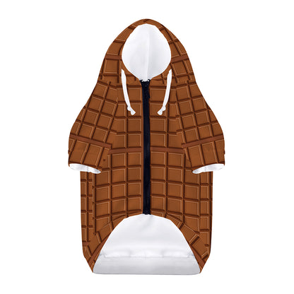 Chocolate Bar Pattern Print Dog Zip Up Hoodie
