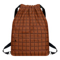 Chocolate Bar Pattern Print Drawstring Backpack