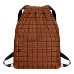 Chocolate Bar Pattern Print Drawstring Backpack