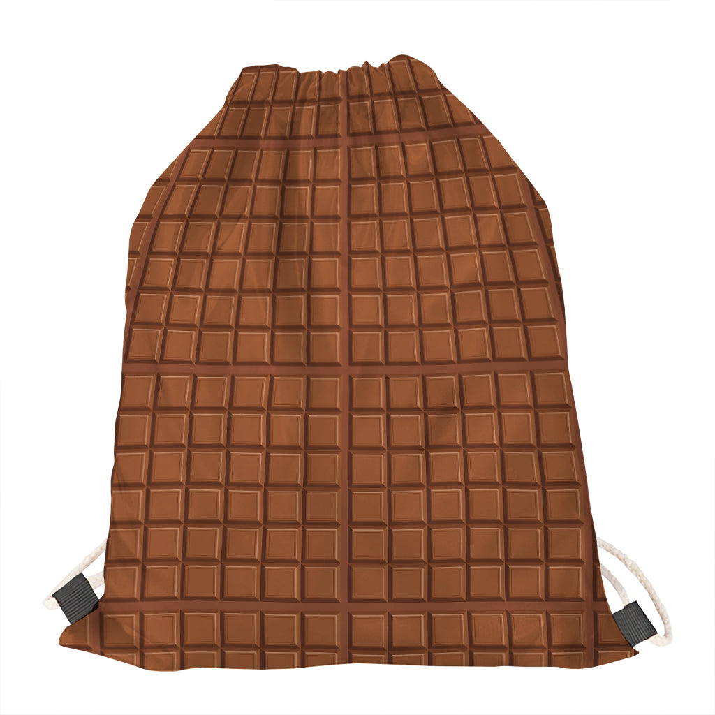 Chocolate Bar Pattern Print Drawstring Bag