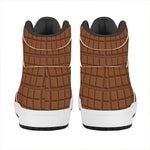 Chocolate Bar Pattern Print High Top Leather Sneakers