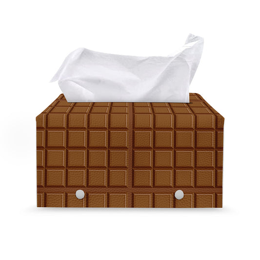 Chocolate Bar Pattern Print Leather Tissue Box Cover