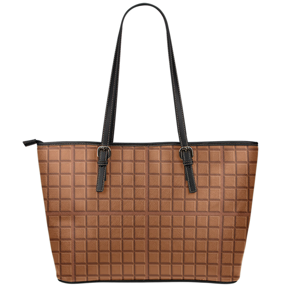 Chocolate Bar Pattern Print Leather Tote Bag