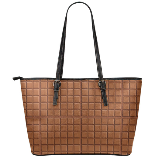 Chocolate Bar Pattern Print Leather Tote Bag
