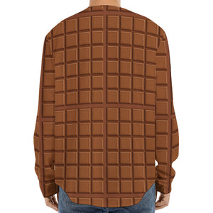 Chocolate Bar Pattern Print Long Sleeve Baseball Jersey