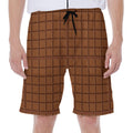 Chocolate Bar Pattern Print Men's Beach Shorts