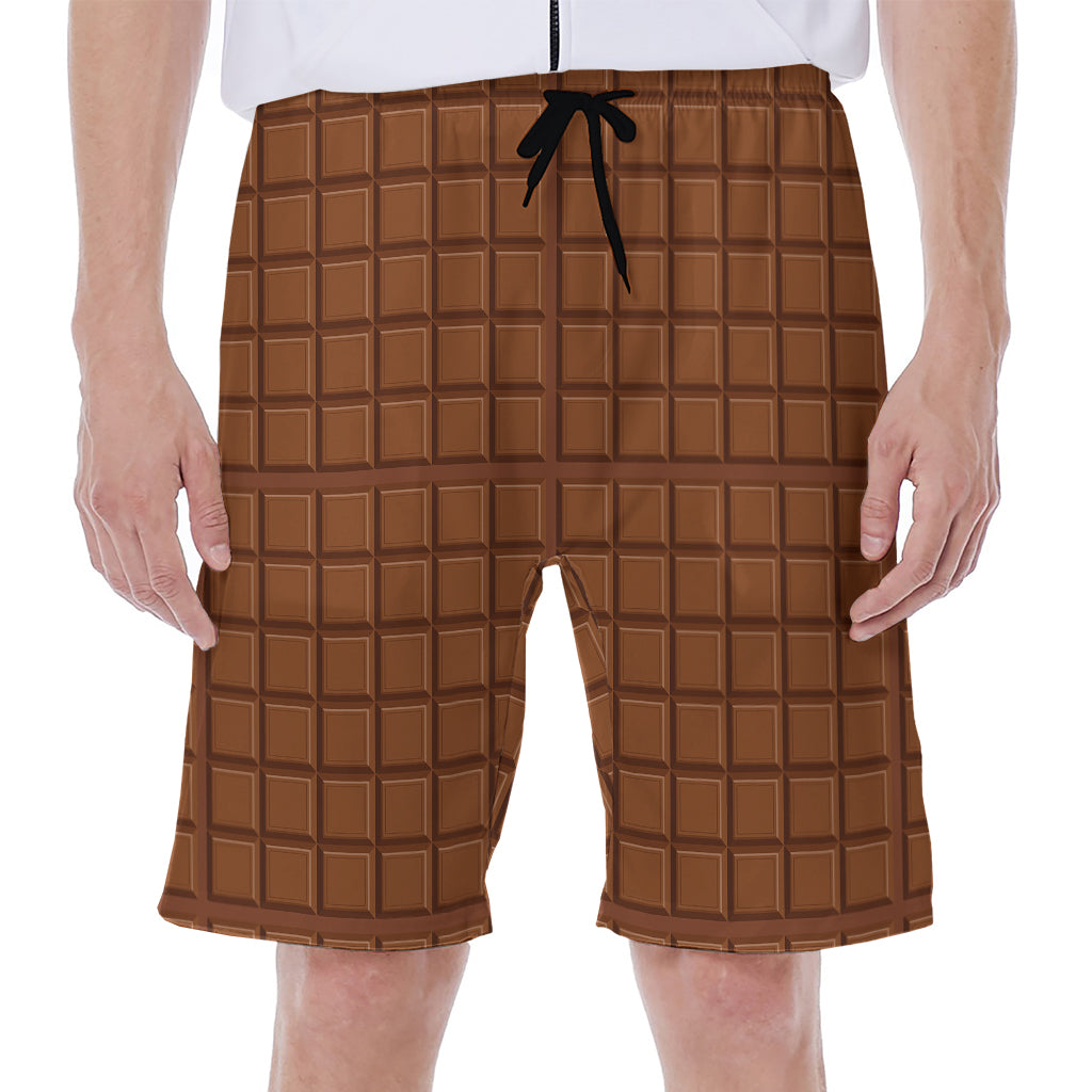 Chocolate Bar Pattern Print Men's Beach Shorts