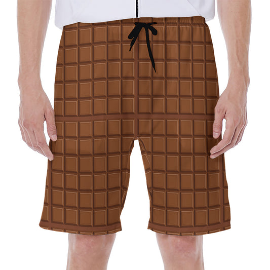 Chocolate Bar Pattern Print Men's Beach Shorts