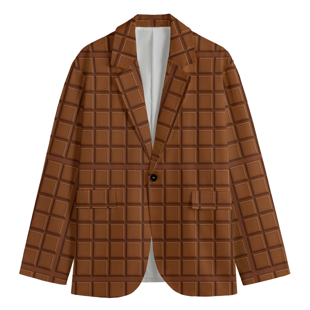 Chocolate Bar Pattern Print Men's Blazer