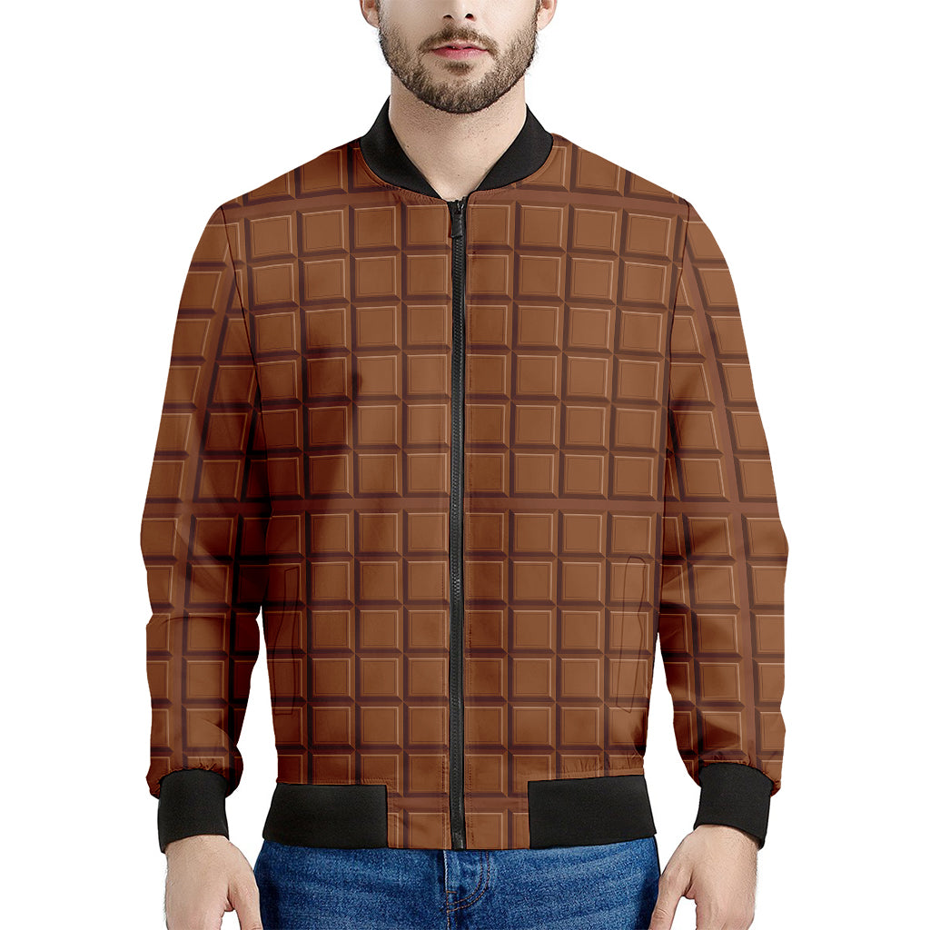 Chocolate Bar Pattern Print Men's Bomber Jacket