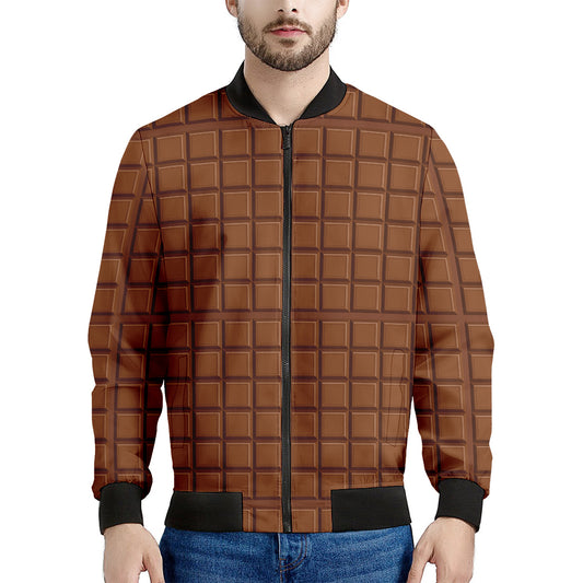 Chocolate Bar Pattern Print Men's Bomber Jacket