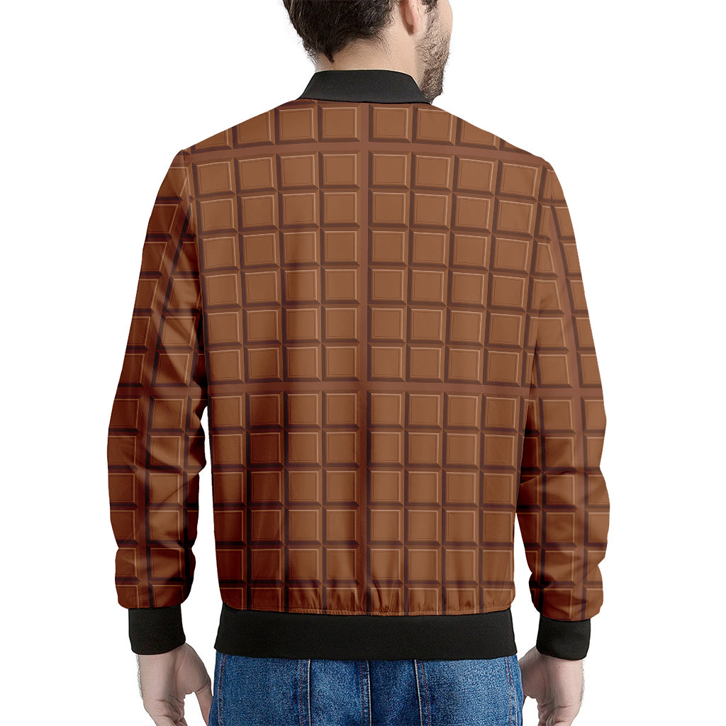 Chocolate Bar Pattern Print Men's Bomber Jacket