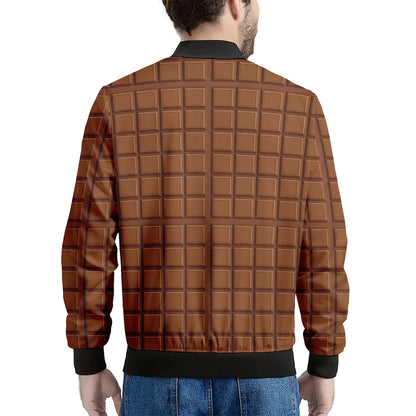Chocolate Bar Pattern Print Men's Bomber Jacket