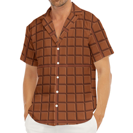 Chocolate Bar Pattern Print Men's Deep V-Neck Shirt