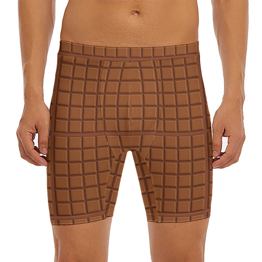 Chocolate Bar Pattern Print Men's Long Boxer Briefs