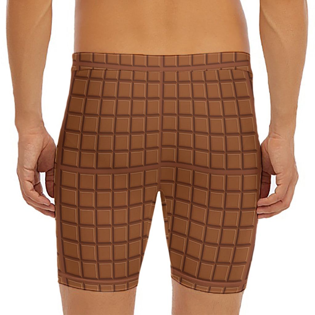 Chocolate Bar Pattern Print Men's Long Boxer Briefs