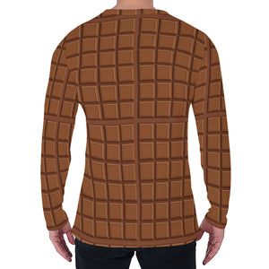 Chocolate Bar Pattern Print Men's Long Sleeve T-Shirt