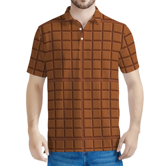 Chocolate Bar Pattern Print Men's Polo Shirt