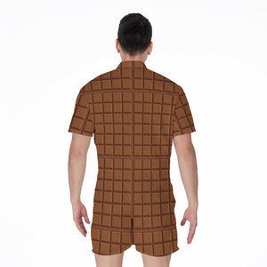 Chocolate Bar Pattern Print Men's Rompers