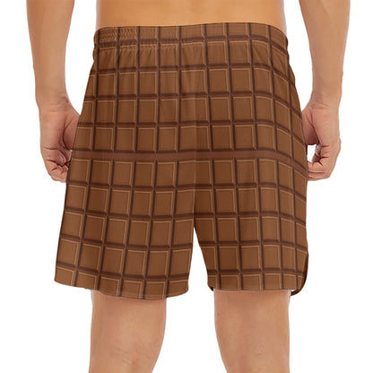 Chocolate Bar Pattern Print Men's Split Running Shorts