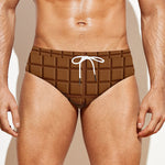 Chocolate Bar Pattern Print Men's Swim Briefs