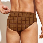 Chocolate Bar Pattern Print Men's Swim Briefs