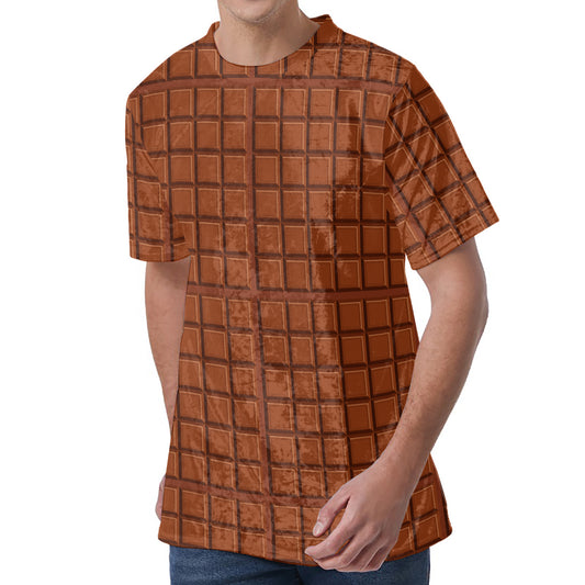 Chocolate Bar Pattern Print Men's Velvet T-Shirt